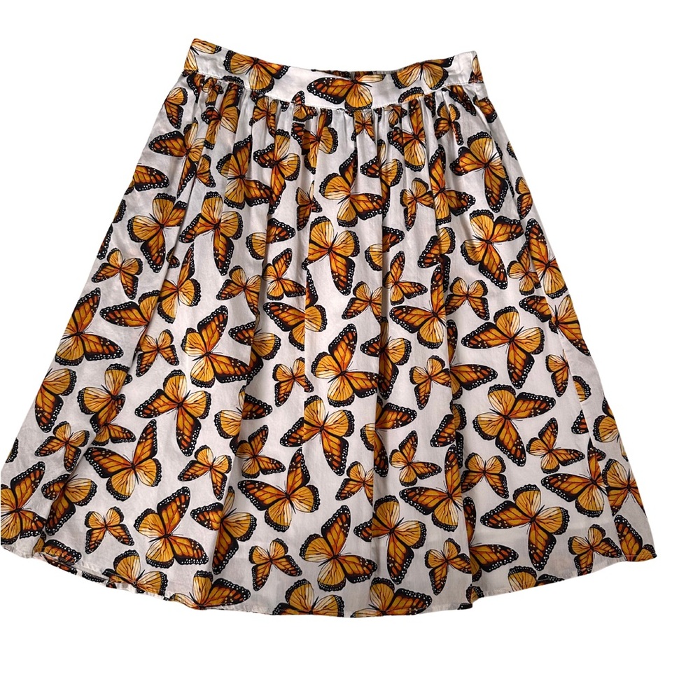 Modcloth Orange and Black Butterfly A-Line Skirt